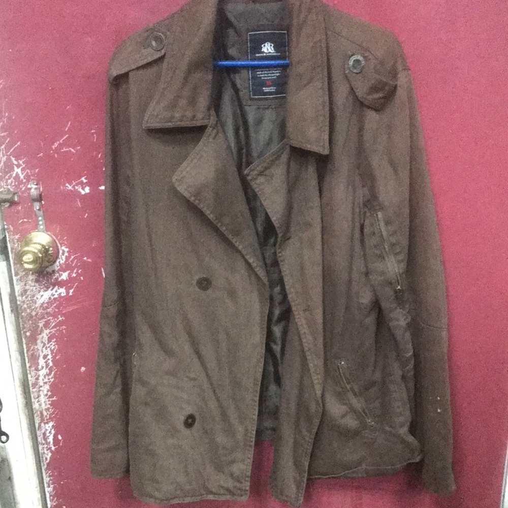 Rock & Republic Brown Pea Coat with Military-Inspired Design